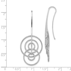 QE8904 Sterling Silver Rhodium Plated D/C Circles Dangle Earrings