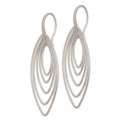 QE8909 Sterling Silver Rhodium-plated D/C Multi Marquise Shape Dangle Earrings