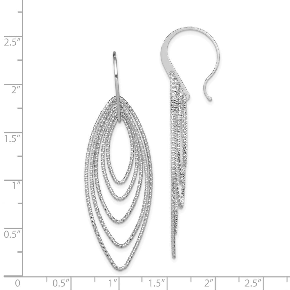 QE8909 Sterling Silver Rhodium-plated D/C Multi Marquise Shape Dangle Earrings