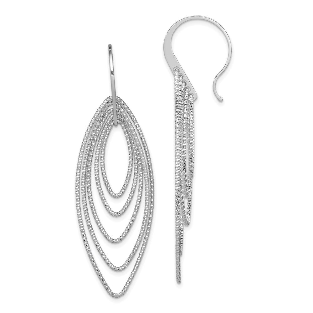QE8909 Sterling Silver Rhodium-plated D/C Multi Marquise Shape Dangle Earrings