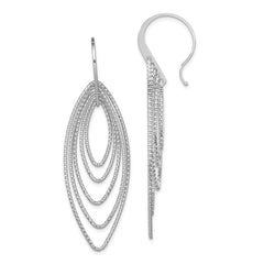 QE8909 Sterling Silver Rhodium-plated D/C Multi Marquise Shape Dangle Earrings