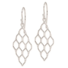QE8911 Sterling Silver Rhodium-plated Polished Honeycomb Dangle Earrings