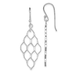 QE8911 Sterling Silver Rhodium-plated Polished Honeycomb Dangle Earrings