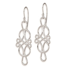 QE8917 Sterling Silver Rhodium-plated Fancy Knot Design Dangle Earrings