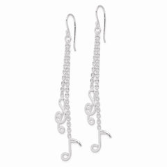QE8920 Sterling Silver Rhodium-plated Musical Notes Dangle Earrings