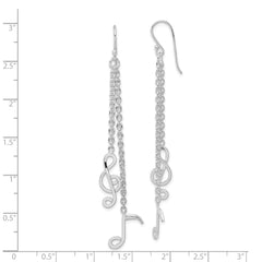 QE8920 Sterling Silver Rhodium-plated Musical Notes Dangle Earrings