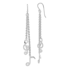 QE8920 Sterling Silver Rhodium-plated Musical Notes Dangle Earrings