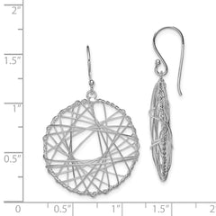 QE8923 Sterling Silver Rhodium-plated Textured Wrapped Wire Circle Dangle Earrings