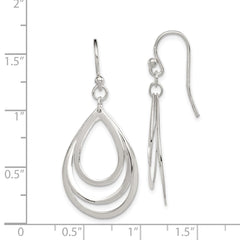 QE8942 Sterling Silver Polished Triple Teardrop Dangle Earrings