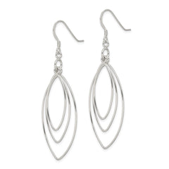 QE8950 Sterling Silver Polished Fancy Triple Marquise Shape Dangle Earrings