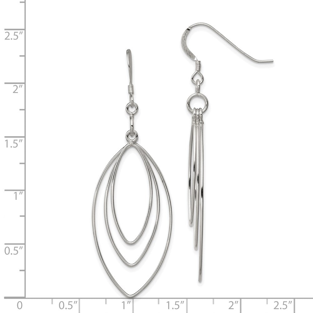 QE8950 Sterling Silver Polished Fancy Triple Marquise Shape Dangle Earrings