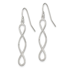 QE9032 Sterling Silver Polished Twist Design Dangle Earrings