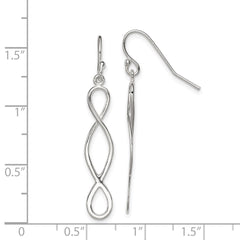 QE9032 Sterling Silver Polished Twist Design Dangle Earrings