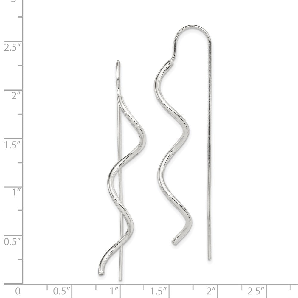 QE9067 Sterling Silver Polished Spiral Dangle Earrings