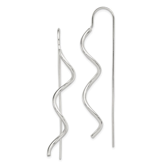 QE9067 Sterling Silver Polished Spiral Dangle Earrings