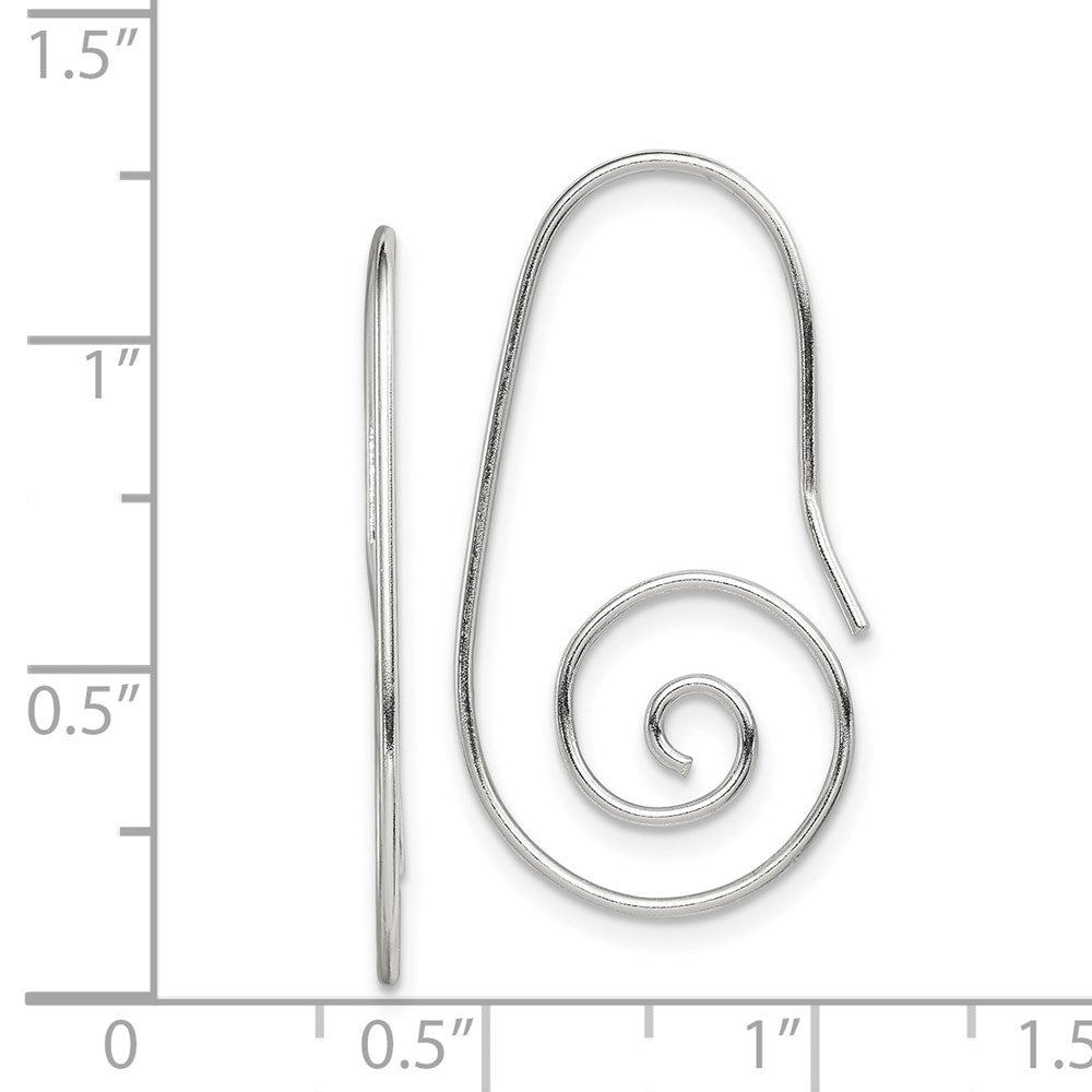 QE9076 Sterling Silver Rhodium-plated Hook Swirl Earrings