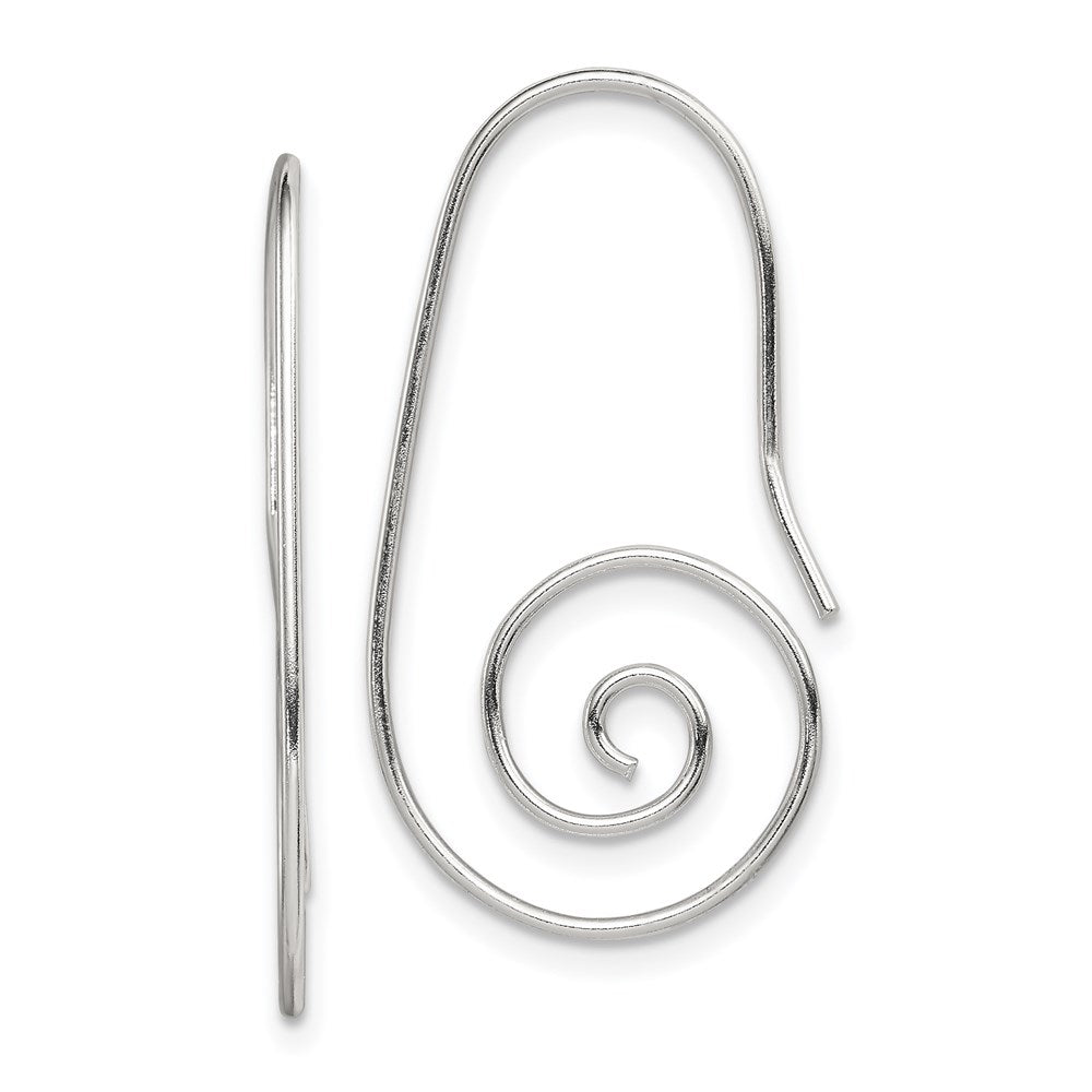 QE9076 Sterling Silver Rhodium-plated Hook Swirl Earrings