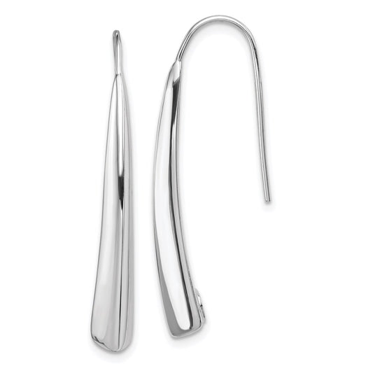 QE9079 Sterling Silver Polished Rhodium Plated Fancy Bar Thread Earrings