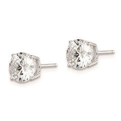 QE9099 Sterling Silver Rhodium-plated Polished Round 7mm CZ Stud Earrings