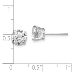 QE9099 Sterling Silver Rhodium-plated Polished Round 7mm CZ Stud Earrings