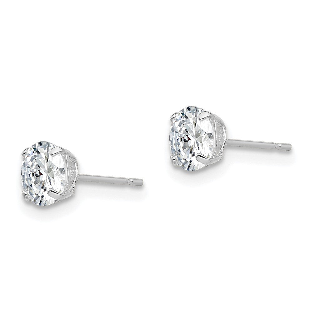 QE9101 Sterling Silver Rhodium-plated Polished Round 5mm CZ Stud Earrings