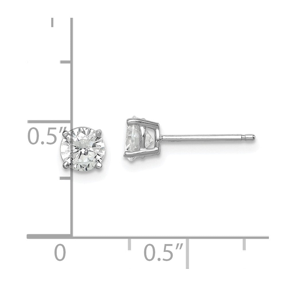 QE9101 Sterling Silver Rhodium-plated Polished Round 5mm CZ Stud Earrings