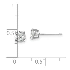 QE9101 Sterling Silver Rhodium-plated Polished Round 5mm CZ Stud Earrings