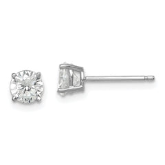 QE9101 Sterling Silver Rhodium-plated Polished Round 5mm CZ Stud Earrings