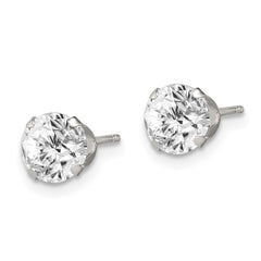 QE9107 Sterling Silver Polished Round 6mm CZ Snap Set Stud Earrings