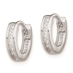 QE9252 Sterling Silver Rhodium-plated CZ Hinged Hoop Earrings
