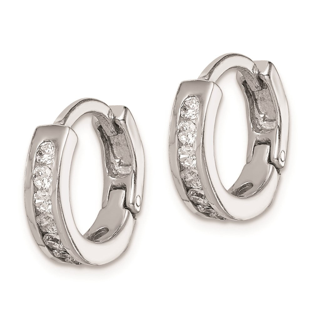 QE9267 Sterling Silver Rhodium-plated CZ Hinged Earrings