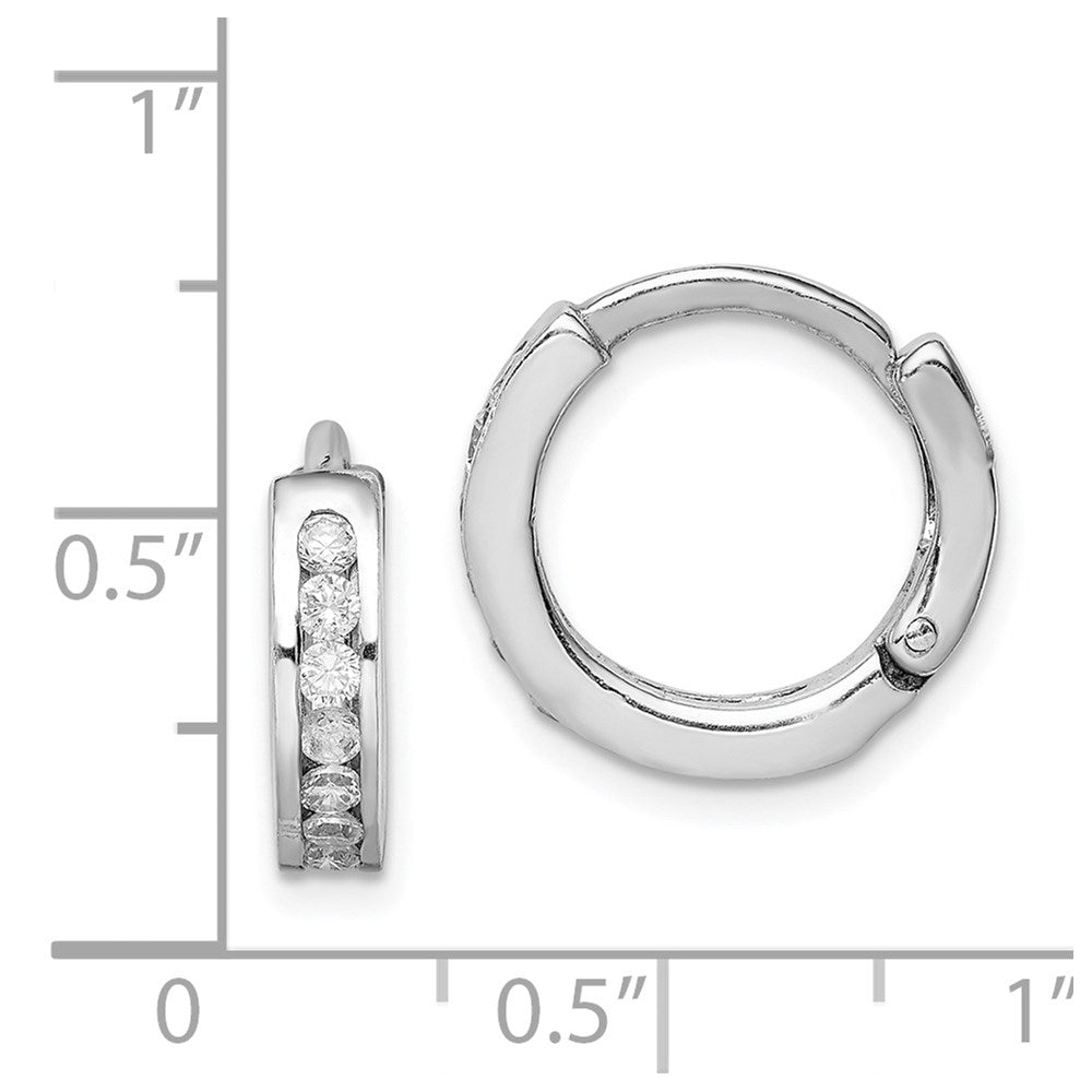 QE9267 Sterling Silver Rhodium-plated CZ Hinged Earrings