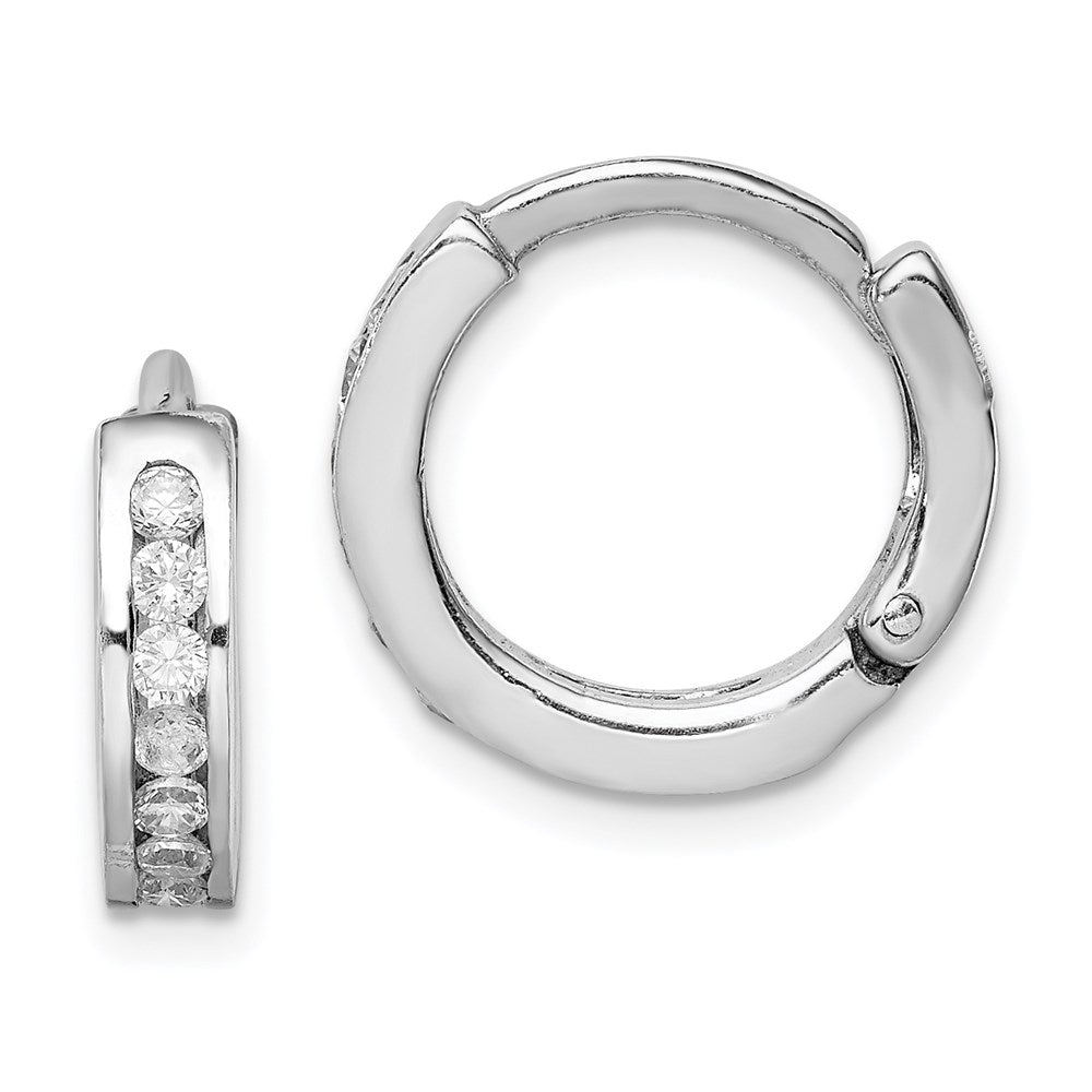 QE9267 Sterling Silver Rhodium-plated CZ Hinged Earrings