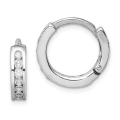 QE9267 Sterling Silver Rhodium-plated CZ Hinged Earrings