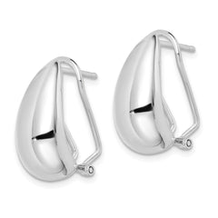 QE940 Sterling Silver Polished Omega Back J-Hoop Earrings