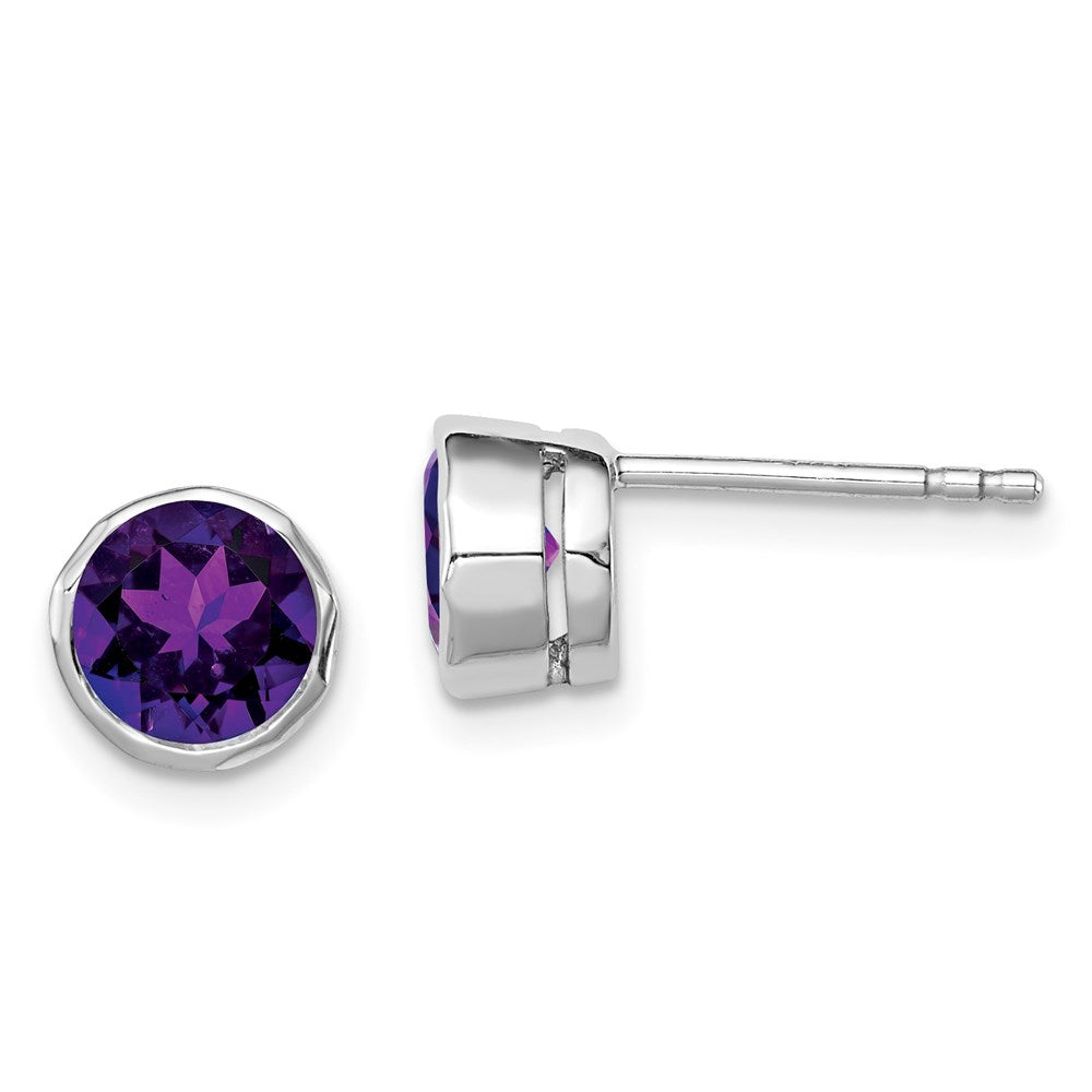 QE9411AM Sterling Silver Rhodium-plated Amethyst Post Earrings
