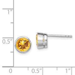 QE9411CI Sterling Silver Rhodium-plated Citrine Circle Stud Earrings