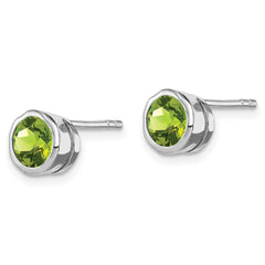 QE9411PE Sterling Silver Rhodium-plated Peridot Circle Stud Earrings