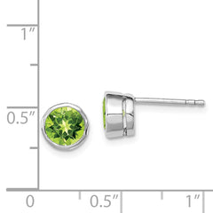 QE9411PE Sterling Silver Rhodium-plated Peridot Circle Stud Earrings