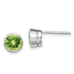 QE9411PE Sterling Silver Rhodium-plated Peridot Circle Stud Earrings