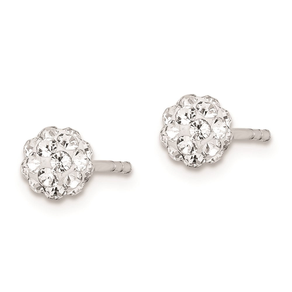 QE9537 Sterling Silver Rhodium Plated Stellux Crystal Ball Post Earrings