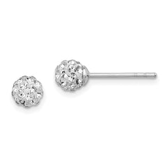 QE9537 Sterling Silver Rhodium Plated Stellux Crystal Ball Post Earrings