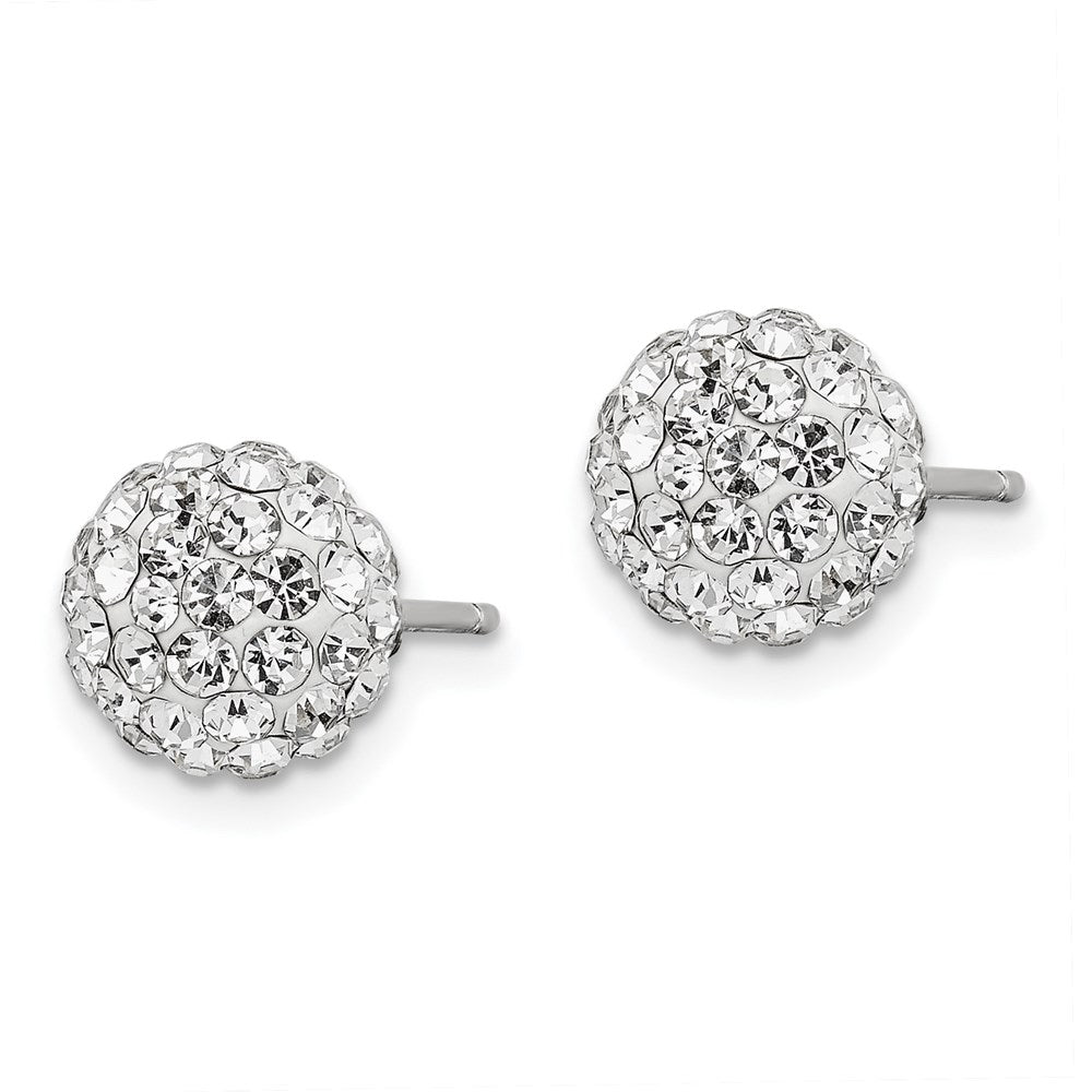 QE9538 Sterling Silver Rhodium-plated Post 8mm White Czech Crystal Earrings