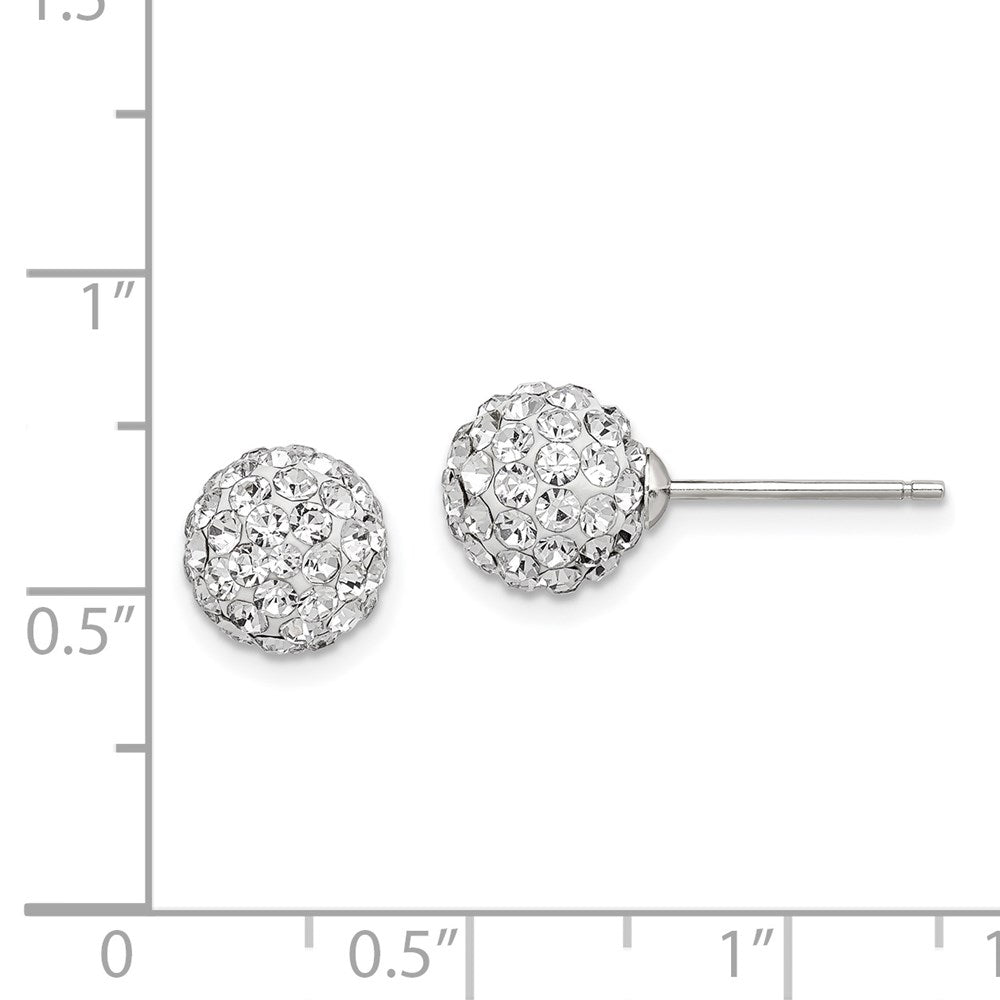 QE9538 Sterling Silver Rhodium-plated Post 8mm White Czech Crystal Earrings
