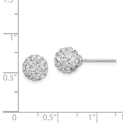QE9538 Sterling Silver Rhodium-plated Post 8mm White Czech Crystal Earrings