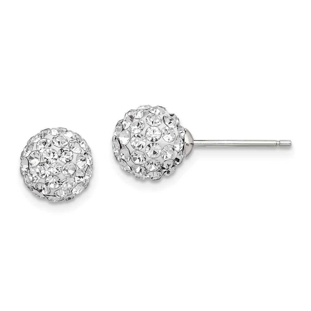 QE9538 Sterling Silver Rhodium-plated Post 8mm White Czech Crystal Earrings