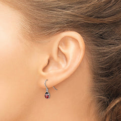 QE9591 Sterling Silver Rhodium Enameled Ladybug Dangle Earrings