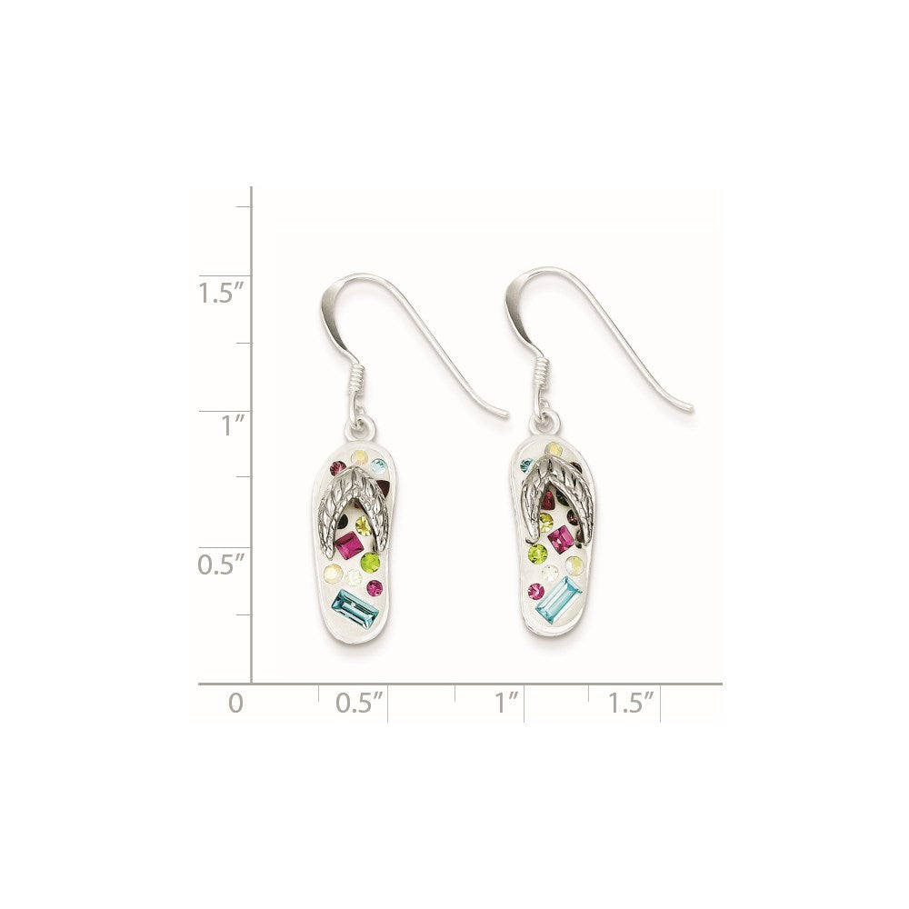 QE9672 Sterling Silver Stellux Crystal Multi-Color/White Flip Flop Earrings