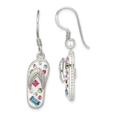 QE9672 Sterling Silver Stellux Crystal Multi-Color/White Flip Flop Earrings