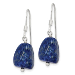 QE9720 Sterling Silver Polished Blue Lapis Dangle Earrings